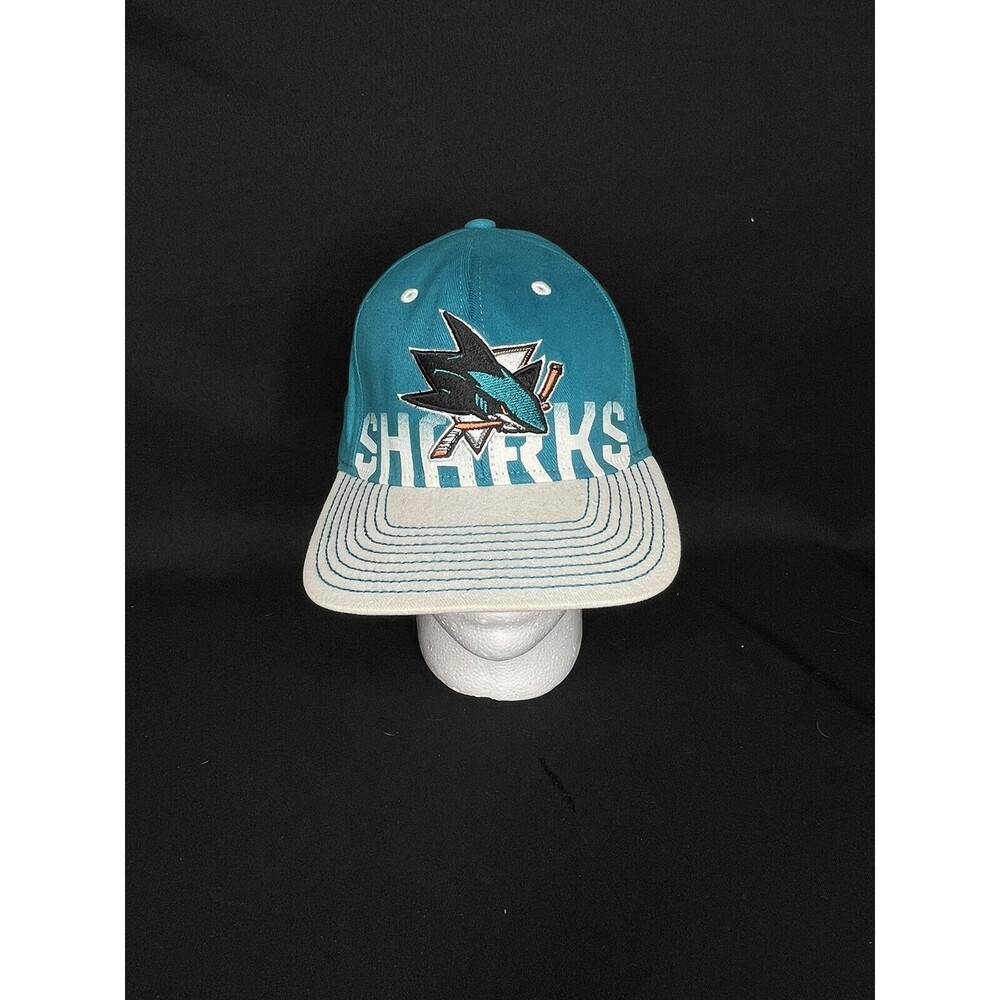 Reebok San Jose Sharks Hat Fitted Two Tone Structured Flex Cap NHL S/M Blue